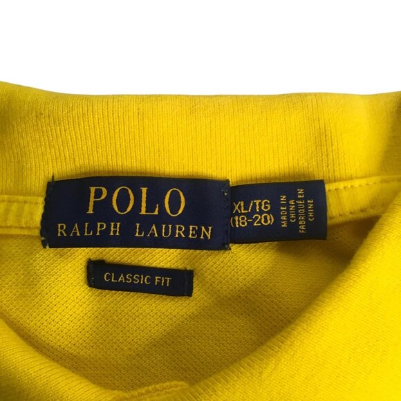 Polo Ralph Lauren Shirt Boy XL 18/20 Yellow Classic Fit Big Pony Number 3 Rugby - Picture 5 of 15